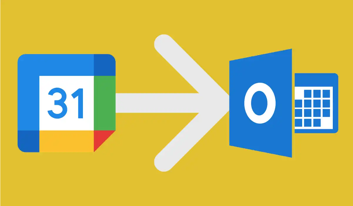 Google Calendar and Outlook logos connected by a bidirectional sync arrow, illustrating two-way calendar synchronization